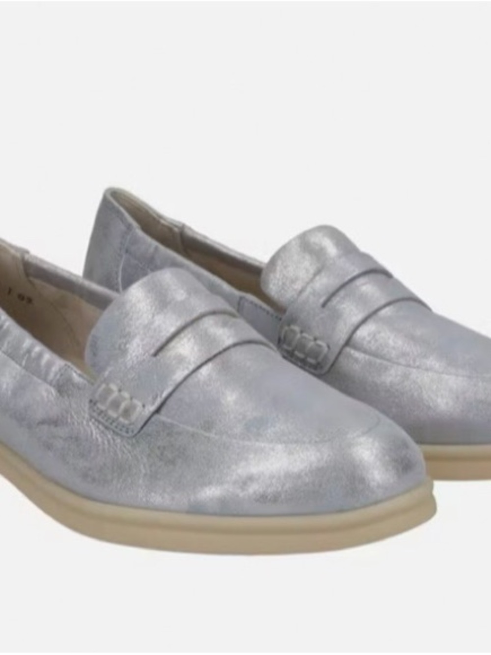 Paul Green Metallic Silver Penny Loafers